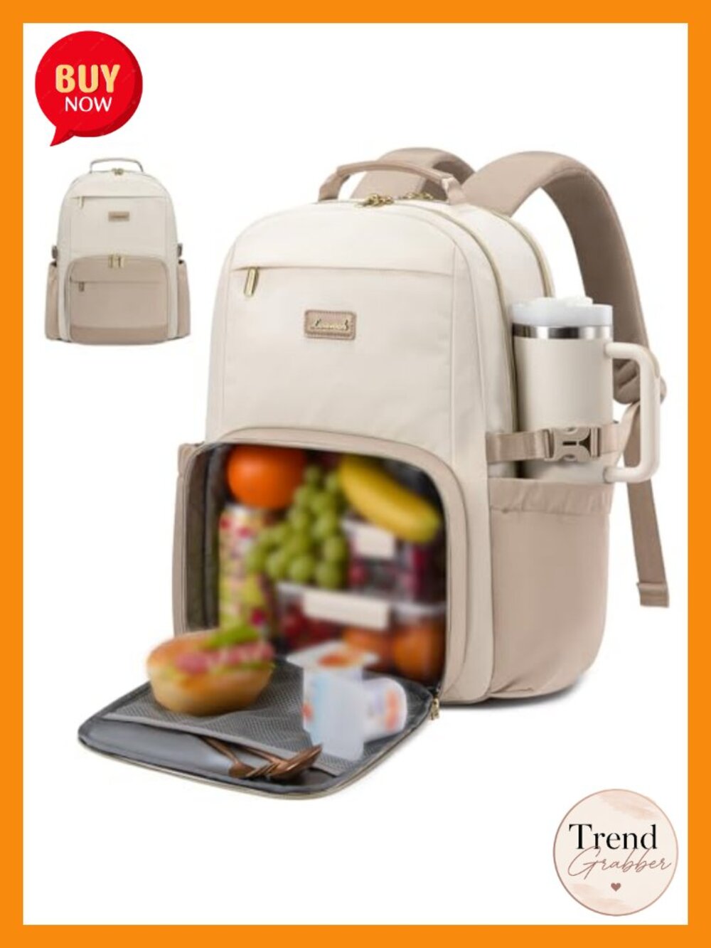 Water-Resistant Laptop Backpack 17" with Insulated Lunch Compartment